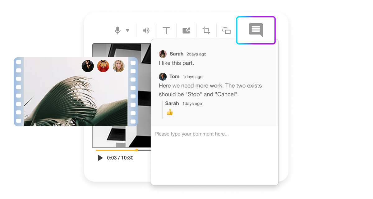 The image highlights the collaborative video editing capabilities of the Visla platform. It shows a video editing interface where multiple users can work together seamlessly, easily passing edits back and forth without interfering with each other's contributions.